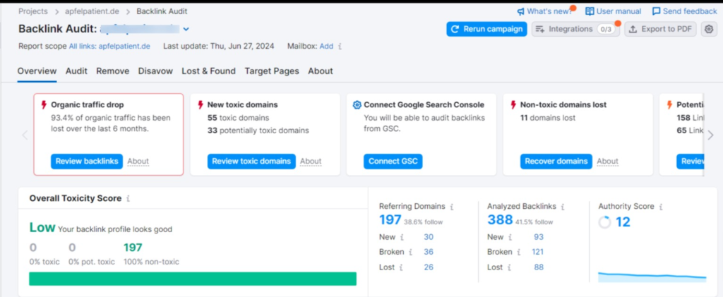 Backlink Site Audit Fixed